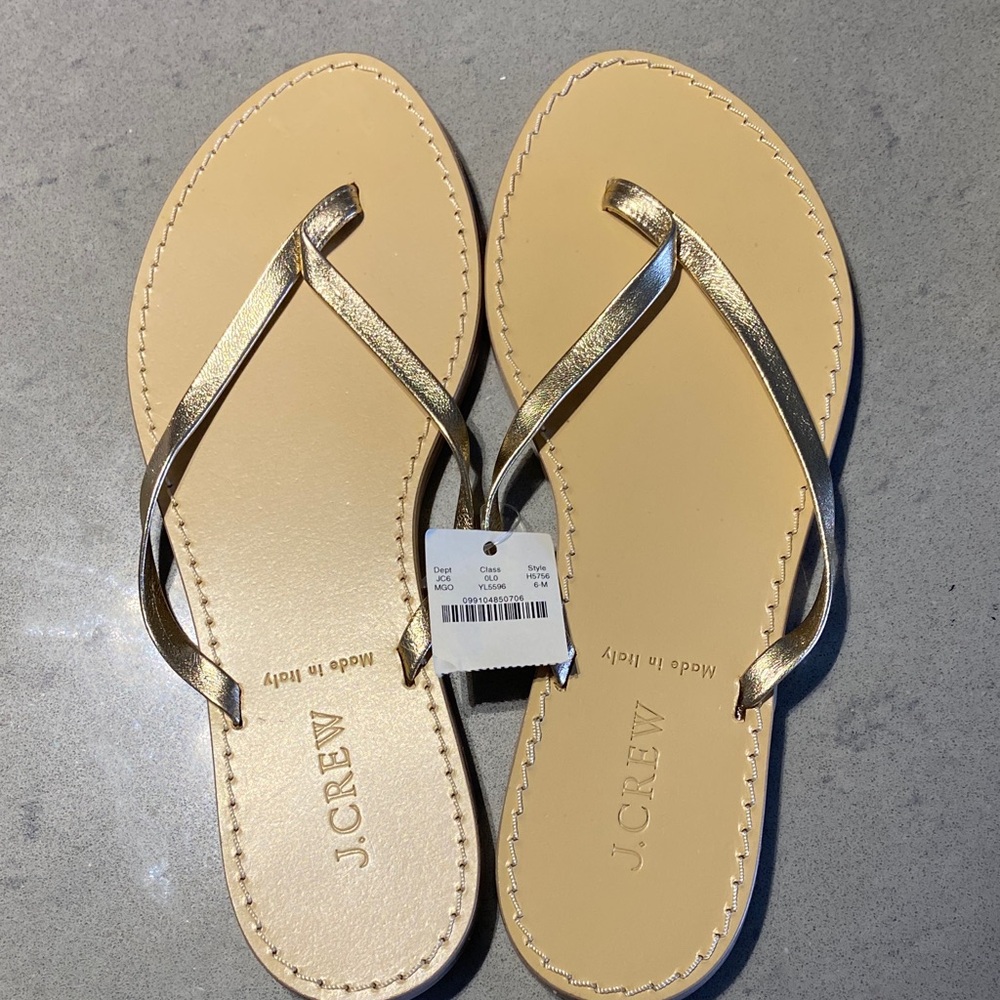 J. Crew Metallic Gold Leather Sandals